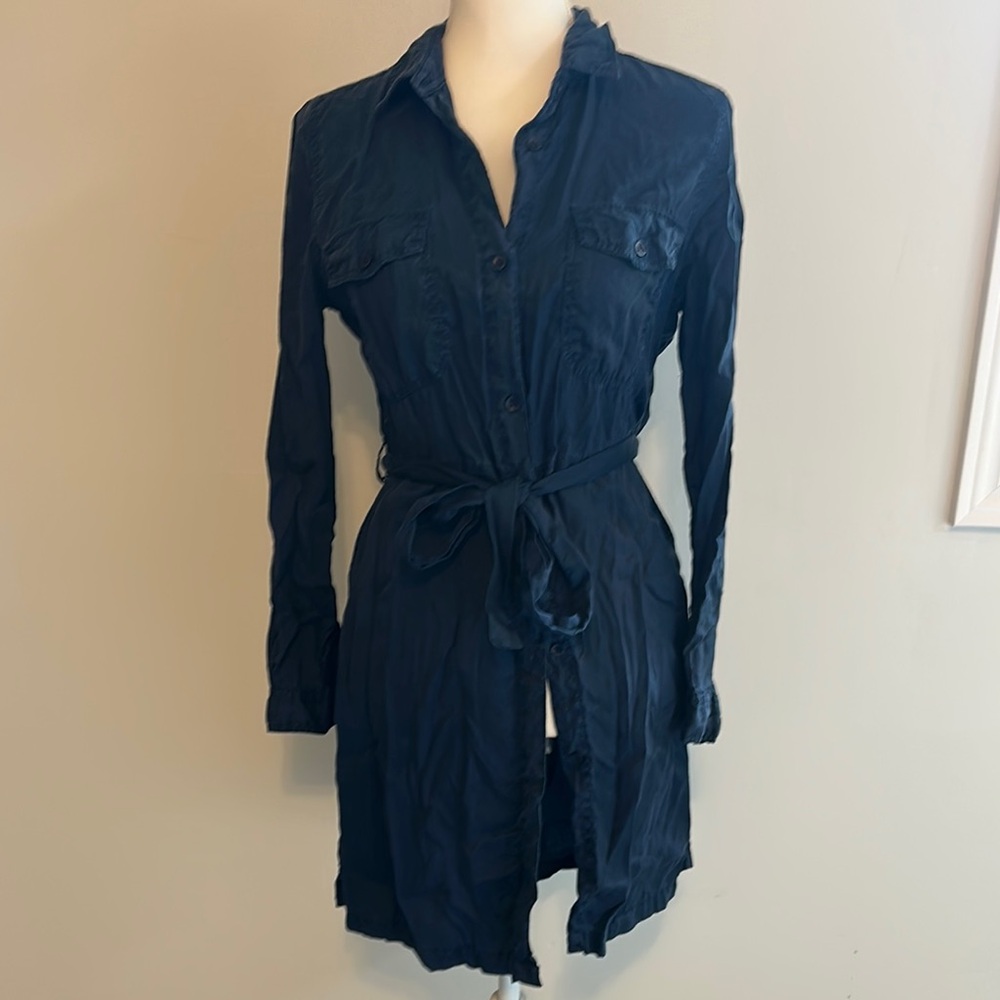 Navy Blue French Connection Button-Up Shirt Dress